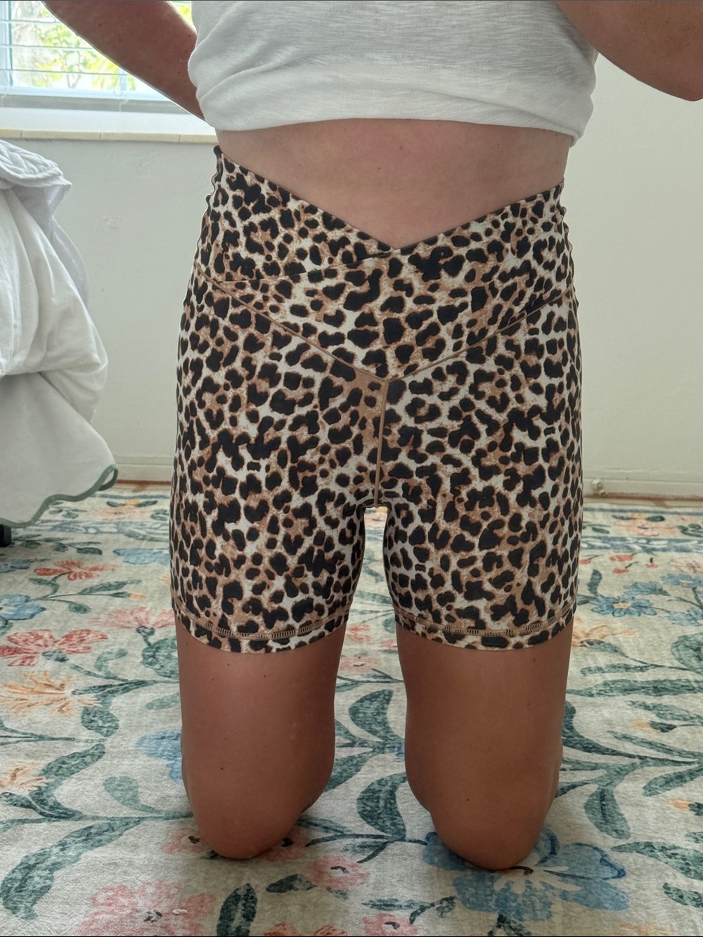 aerie Leopard Print High-Waist Bike Shorts in Brown and Black